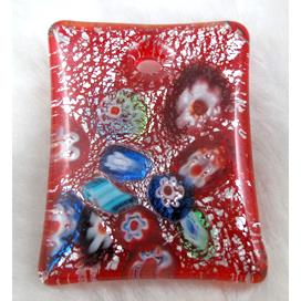 Lampwork glass pendants, silver foil, mixed