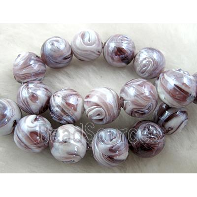 lampwork glass beads, round, purple