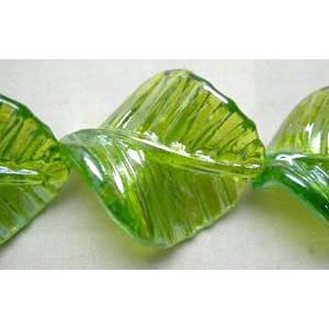 Handmade Twist leaf Lampwork Beads With Plated Color