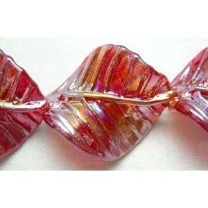 Handmade Twist leaf Lampwork Beads With Plated Color