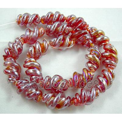 Red Handmade Plated with Color Twist Lampwork Beads