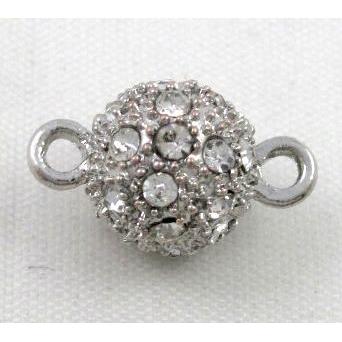 Magnetic alloy clasp paved rhinestone