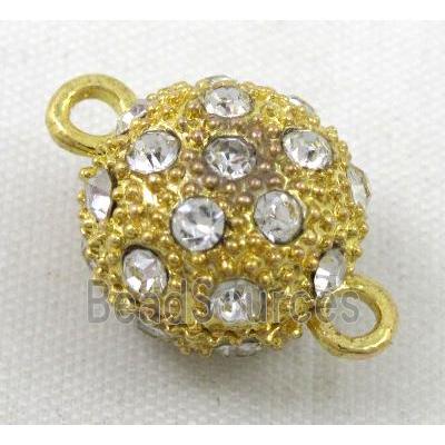 Magnetic alloy Clasp, round paved rhinestone