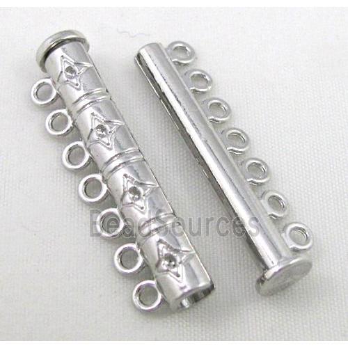 Magnetic alloy Clasp, round paved rhinestone