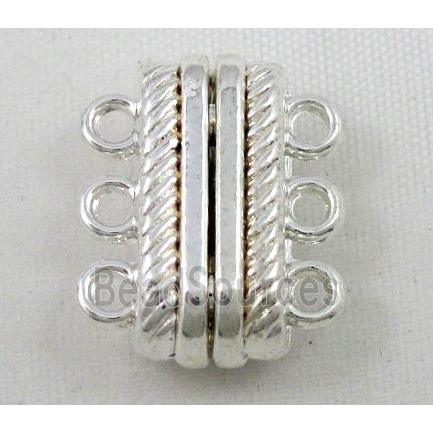 Magnetic alloy connector clasp, silver plated