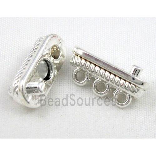 Magnetic alloy connector clasp, silver plated