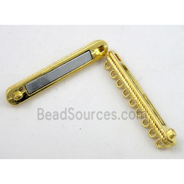 Magnetic alloy connector clasp, gold plated