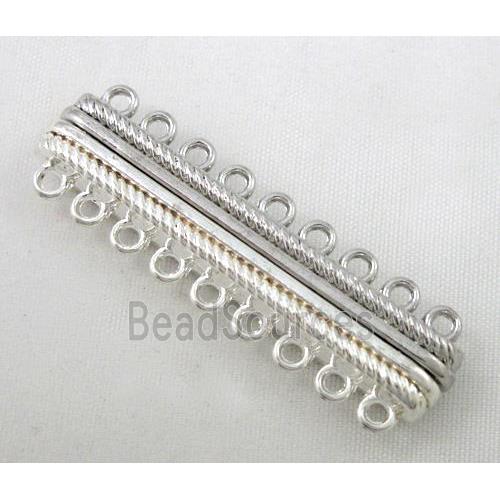 Magnetic alloy connector clasp, silver plated