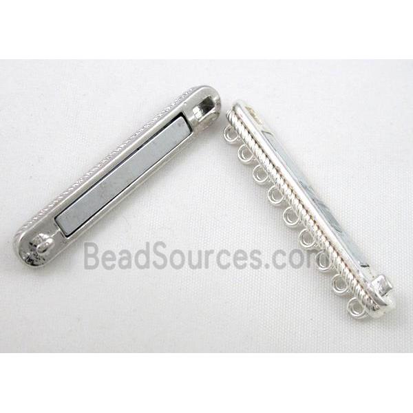 Magnetic alloy connector clasp, silver plated