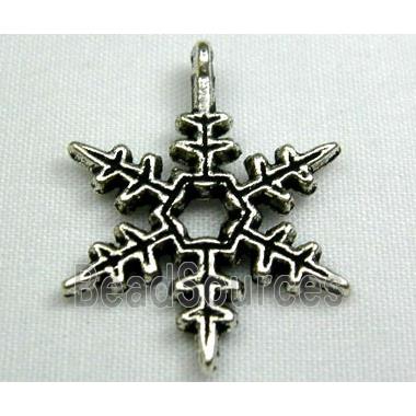 Tibetan Style Zinc Snowflake Antique Silver