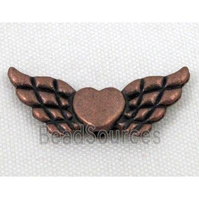 angel wing, Tibetan silver bead non-nickel, antique red copper