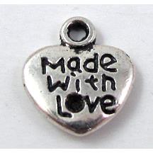 Made With Love, Heart pendant, Tibetan Silver non-nickel