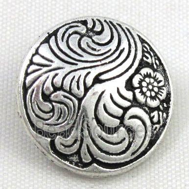 button tibetan silver charms bead, non-nickel