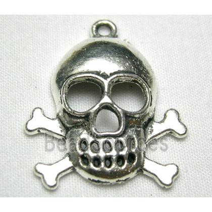 Skull Charms, Tibetan Silver Death-Head Pendant non-nickel