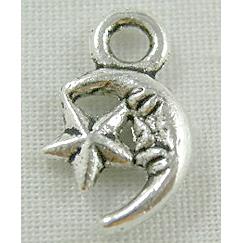 Moon and Star, Tibetan Silver Non-Nickel