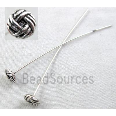 Fancy Pin Charm, Tibetan Silver Non-Nickel