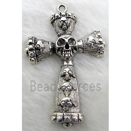 Skull Cross, Tibetan Silver Pendants non-nickel