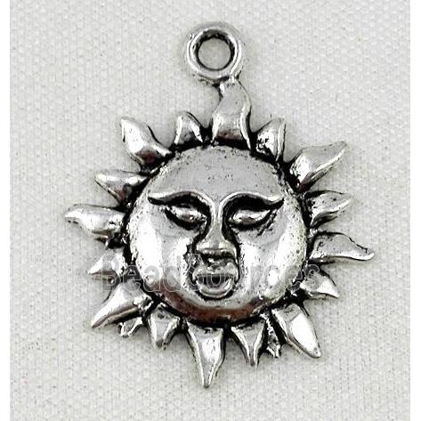 tibetan silver pendant, sun face, non-nickel