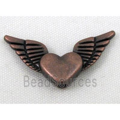 angel wing, Tibetan silver bead non-nickel, antique red copper