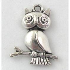 owl bird, Tibetan Silver pendant, Non-Nickel