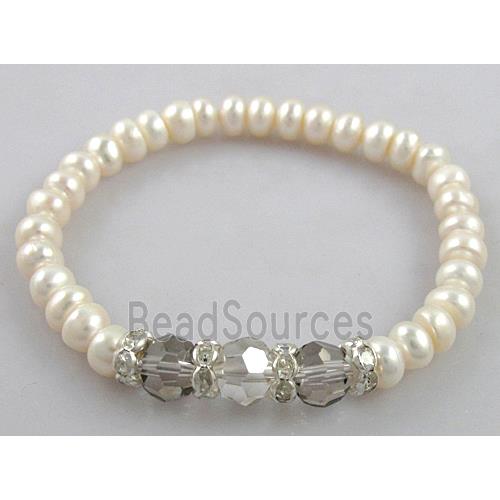 Handcraft Cluster Pearl Bracelet, elastic