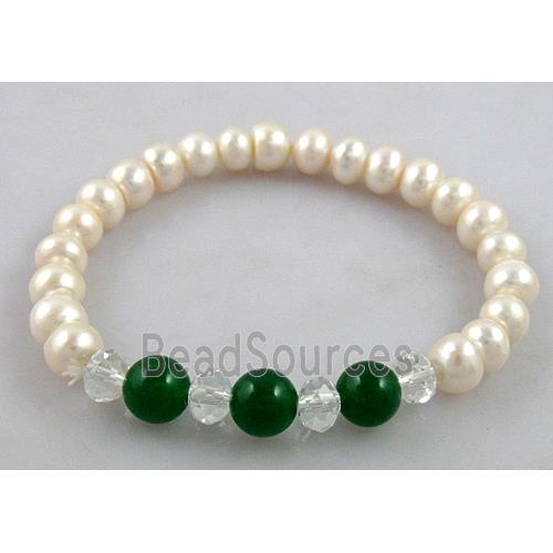 Handcraft Cluster Pearl Bracelet, elastic