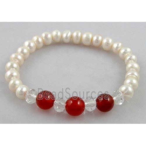 Handcraft Cluster Pearl Bracelet, elastic