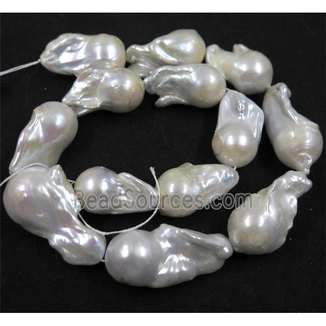 Cultured Pearl Beads White Freeform