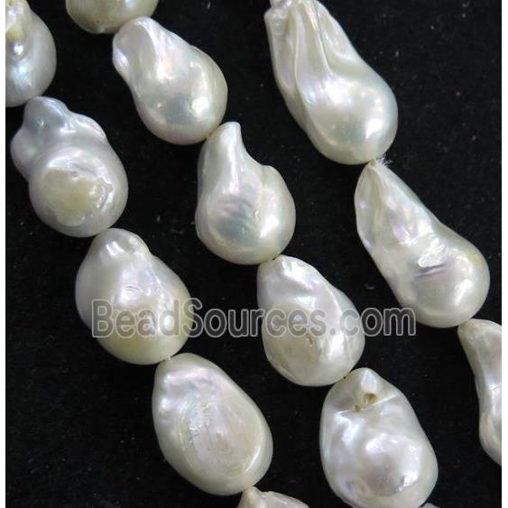 Baroque Style Pearl beads, white, freeform