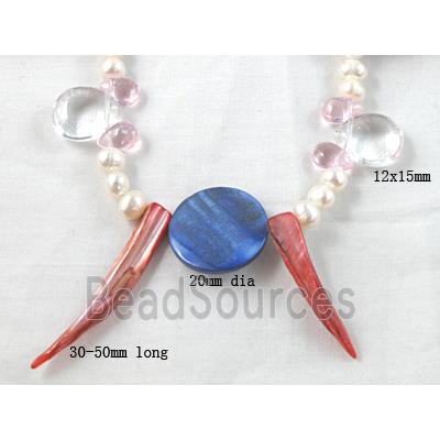 fashion Pearl Necklace with glass, shell bead