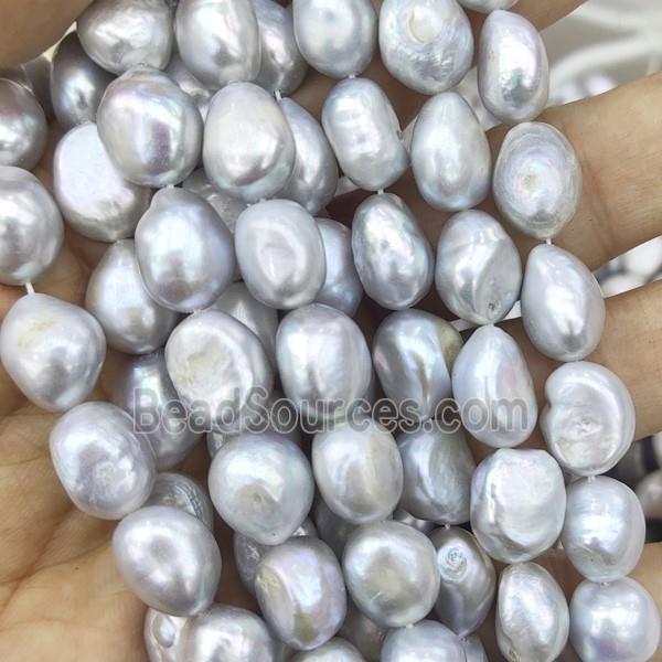 Natural Freshwater Pearl Beads, gray, freeform