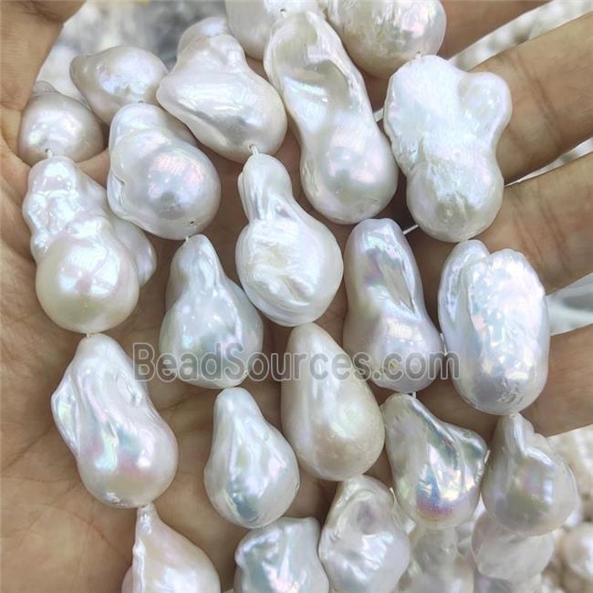 Edison Pearl Beads, freeform, white, AAA-grade