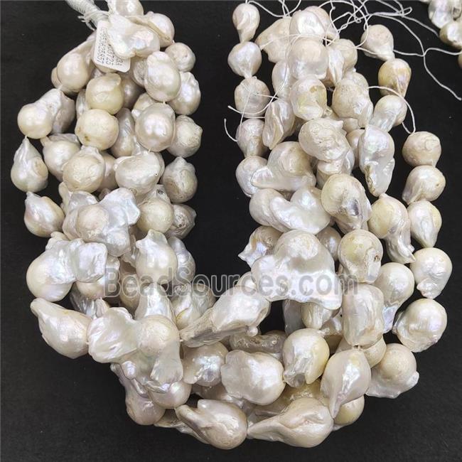 Edison Pearl Beads, freeform, white, C-grade