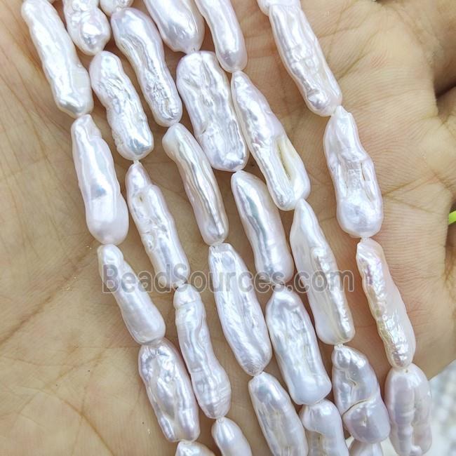 Baroque Style Natural White Pearl Stick Beads