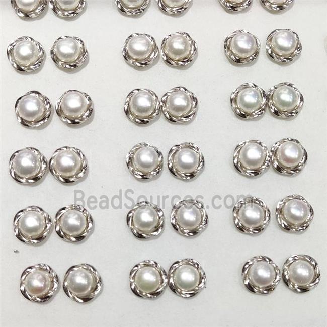 925 Sterling Silver Stud Earring With White Pearl 