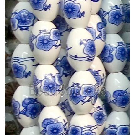 blue and white Porcelain Beads, barrel