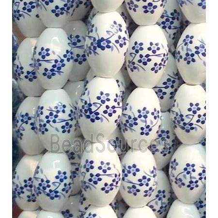 blue and white Porcelain Beads, barrel