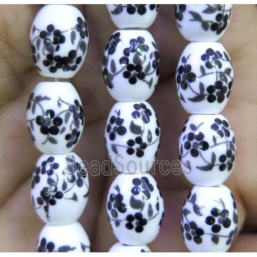 Porcelain barrel beads