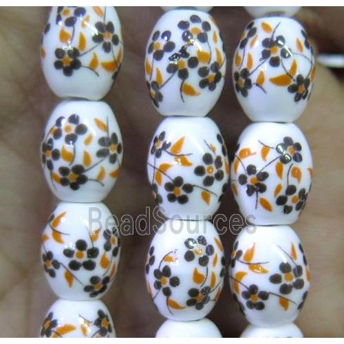 Porcelain barrel beads