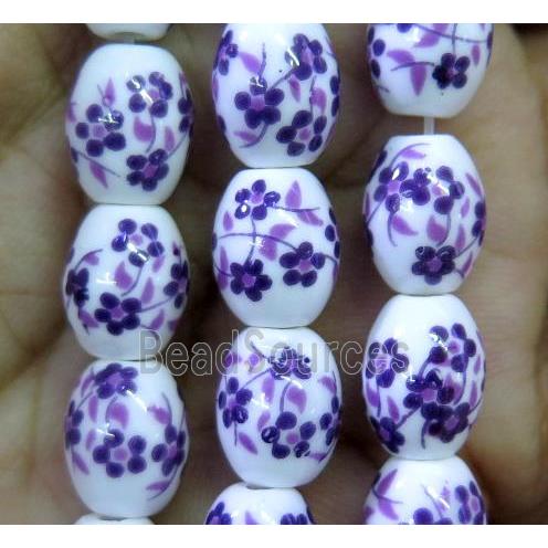 Porcelain barrel beads