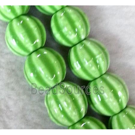 Porcelain pumpkin beads, green