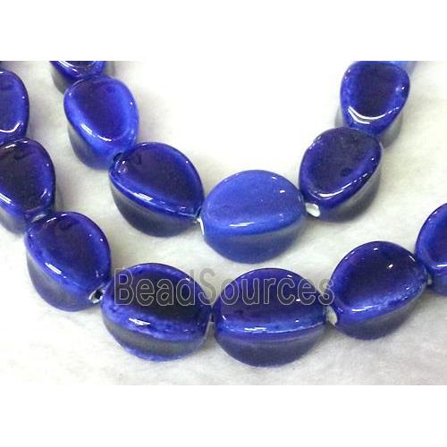 Royalblue Painted Oriental Porcelain Carambole Beads