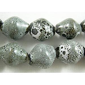 Oriental Porcelain Round Bicone Beads