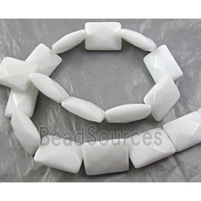 White Porcelain Beads, faceted, square