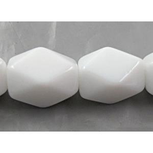 White Porcelain Beads, faceted, erose