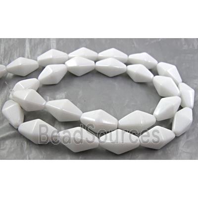 White Porcelain Beads, faceted