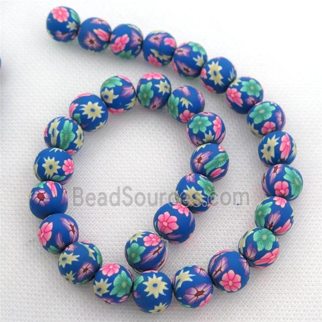 round blue Polymer Clay Fimo Beads