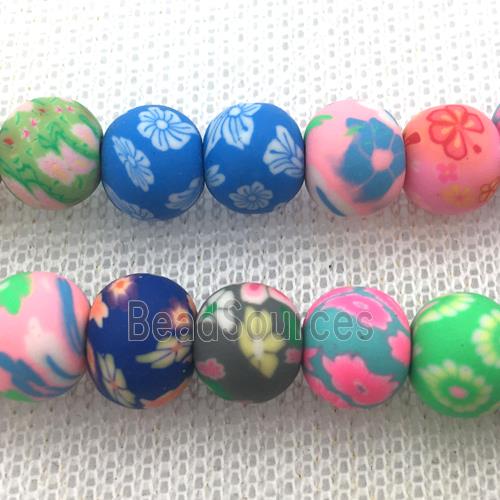 round Polymer Clay Fimo Beads with painted, mix color