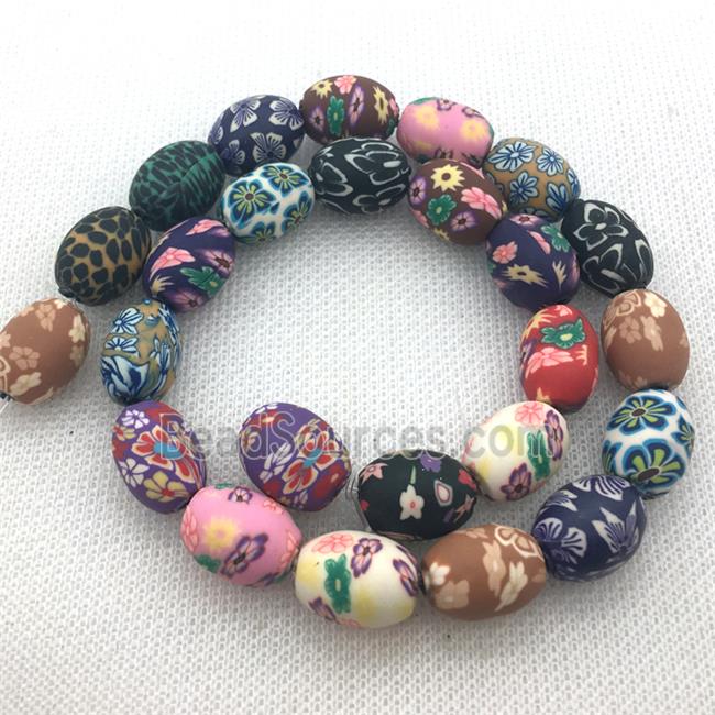 oval Polymer Clay Fimo Beads with painted, mix color