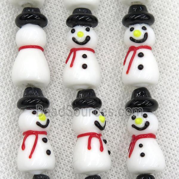 Lampwork glass snowman beads